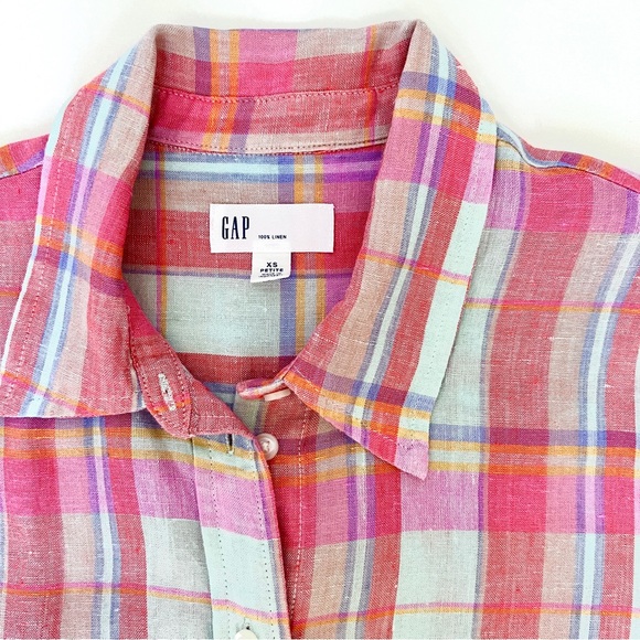 GAP linen Plaid Shirt XSP - Picture 1 of 12